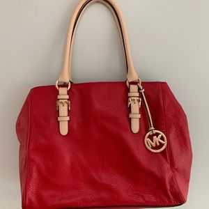 Michael Kors red leather shoulder bag